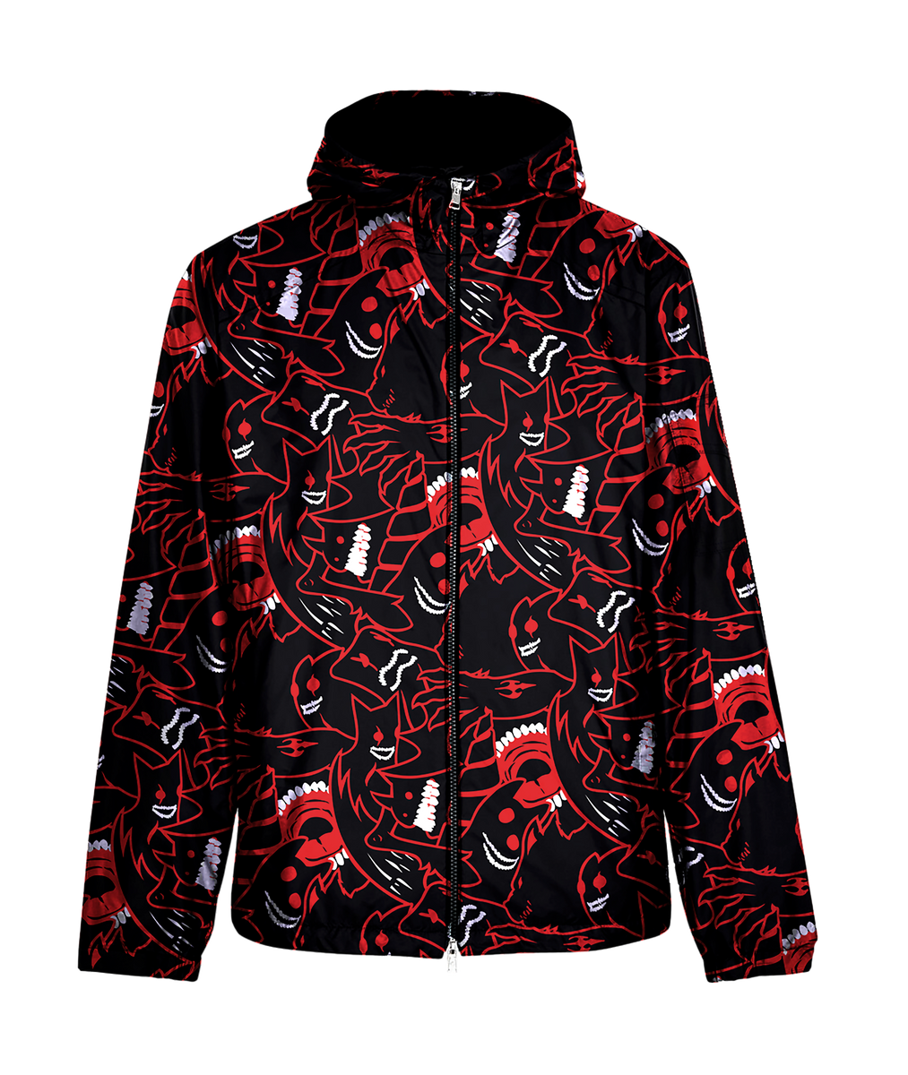 GUILTY GEAR - 'Zato-1 Pressure' All Over Print Windbreaker - Black