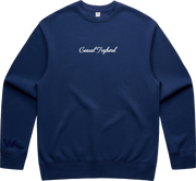 JUSTIN WONG - 'Casual Tryhard' Premium Embroidered Crew Neck - Navy