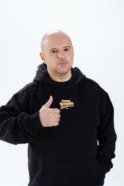JUSTIN WONG - 'Casual Tryhard World Warrior' Embroidered Premium Hoodie  - Black
