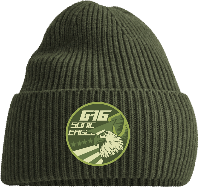 STREET FIGHTER - 'G16 Sonic Eagle' Beanie - Olive Green – 10/0 Merch