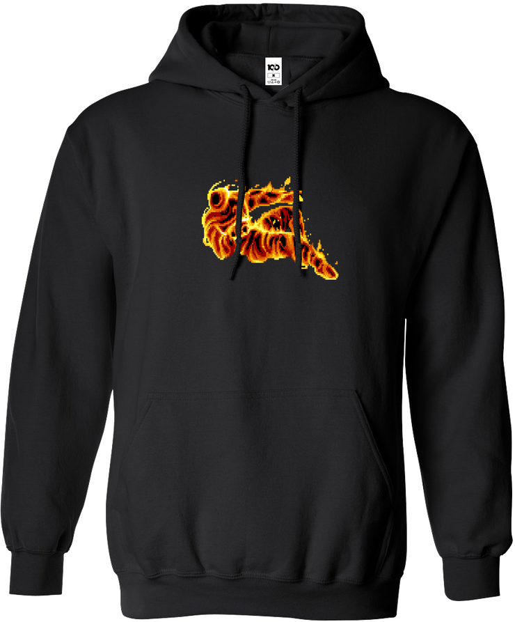 STREET FIGHTER Burning Sprite Premium Embroidered Pullover Hoodie Black