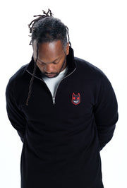GUILTY GEAR - 'Zato-1 Pressure' Small Logo Embroidered Quarter-Zip Sweatshirt - Black
