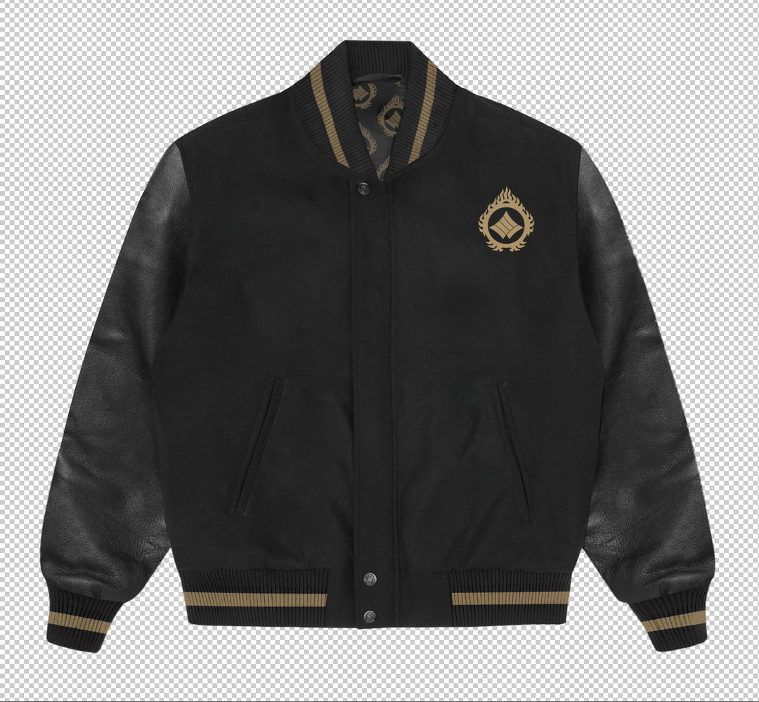 PREMIUM BLACK TYPEⅡTRUCKERLEATHER JACKET PRE ORDER*** TEKKEN - 'Heihachi Tiger Tekken 8' varsity jacket