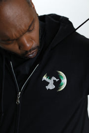 STREET FIGHTER 'Guile Flash Kick' embroidered zip up hoodie - Black