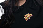 JUSTIN WONG - 'Casual Tryhard World Warrior' Embroidered Premium Hoodie  - Black