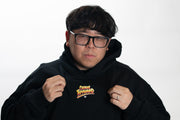 JUSTIN WONG - 'Casual Tryhard World Warrior' Embroidered Premium Hoodie  - Black