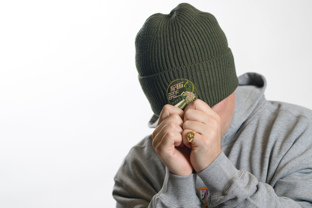 STREET FIGHTER - 'G16 Sonic Eagle' Beanie - Olive Green – 10/0 Merch