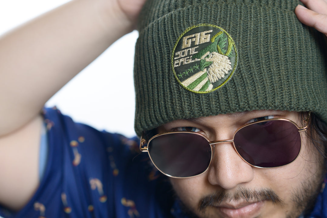 STREET FIGHTER - 'G16 Sonic Eagle' Beanie - Olive Green – 10/0 Merch