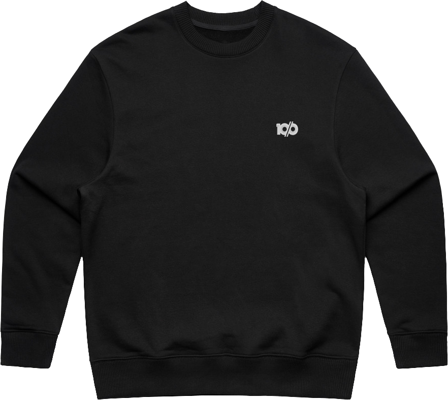 ten/o - 'White ten/o Logo' Premium Embroidered Crewneck Jumper - Black ...
